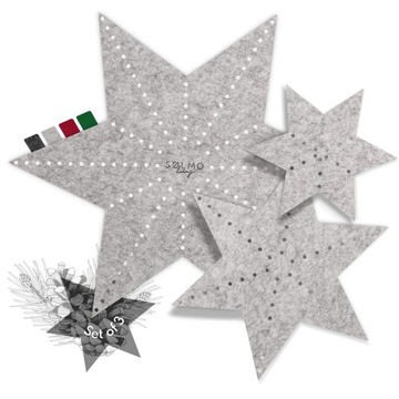 Фетровые подставки со звездами для зимнего декора, серые