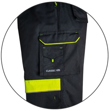 Светоотражающие рабочие брюки Брюки-комбинезоны Classic-Vis ПРЕДУПРЕЖДЕНИЕ.