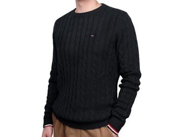 Sweter męski Tommy Hilfiger CABLE KNIT CREW NECK JUMPER BLACK