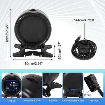 Autool x60 HEAD-UP HUD OBD2 LED ЖК-дисплей