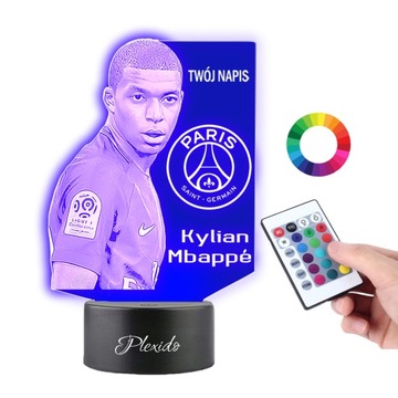 Lampka Nocna Kylian Mbappé PSG Piłkarz LED PLEXIDO