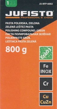 ЗЕЛЕНАЯ ПОЛИРОВАЛЬНАЯ ПАСТА ДЛЯ ЦВЕТНЫХ МЕТАЛЛОВ INOX 800г