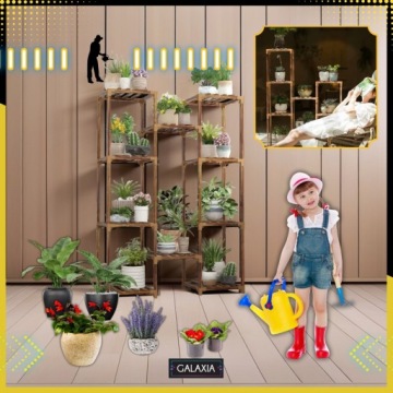 STANDING FLOWER RACK FLOWERS Plants Wooden Shelf Rack