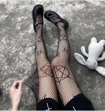 Rajstopy styl rockowy gotycki pentagramy rock Uni