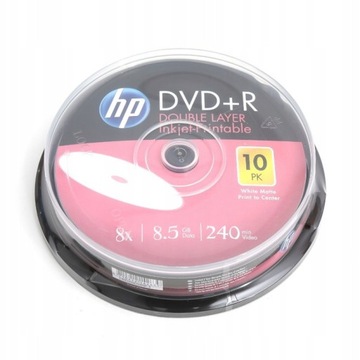 MARKOWE DVD+R DWUWARSTWOWE DL HP 8,5GB 10x JAKOŚĆ
