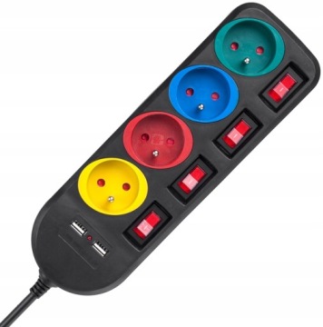 КАБЕЛЬ-УДЛИНИТЕЛЬ ПИТАНИЯ 4GN + 2x USB 2500 Вт