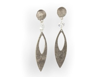 Klipsy do uszu wiszące długie srebrne