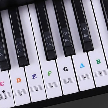 NAKLEJKI NA KLAWISZE KEYBOARD PIANINO - KOLOROWE