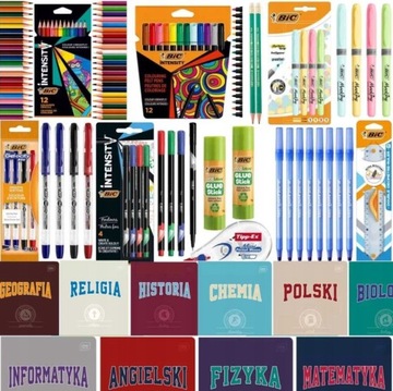 BIC Wyprawka Szkolna Zeszyty Tematyczne Zestaw dla Uczniów Klasy 4-8 GRATIS