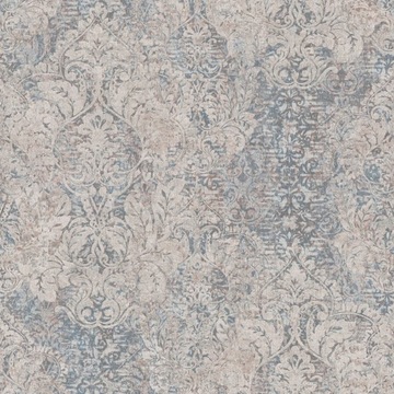 TAPETA KREMOWY GRANATOWY ORNAMENT