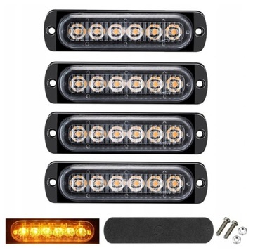 4 Lampa obrysowa strobo 6 LED 12V-24V pomarańczowa