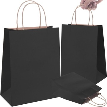 TORBA PAPIEROWA CZARNA A5 225/80/180 100 SZT TOREBKA EKO NA PREZENT