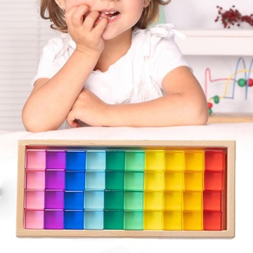 Tęczowe akrylowe kostki z kamieniami szlachetnymi Zabawki Montessori Idealny prezent Gładka kostka 40szt