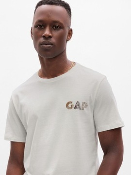 GAP Biała Koszulka Męska T-shirt z Logo na Plecach Carls Stone Gray r. M