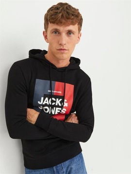 BLUZA Jack & Jones JJOSCAR SWEAT HOOD black roz. XXL