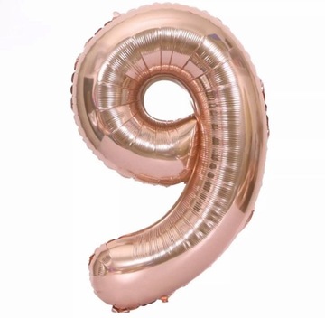 BALON FOLIOWY CYFRA 9 ROSE GOLD NA HEL DUŻY 92CM URODZINY PRZYJĘCIE DZIECKO