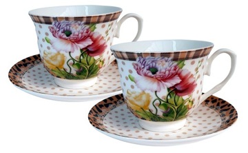 FILIŻANKA 2 SZTUKI Porcelana Piwonia Kwiaty Yamasen Fine Porcelain
