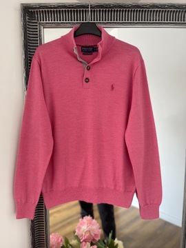 Polo Golf Ralph Lauren różowy wełniany sweter M idealny premium