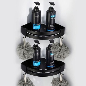 Набор из 2 угловых полок для ванной комнаты в стиле лофт Myzea черный