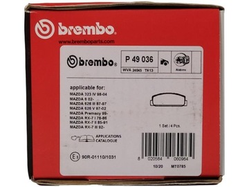 ТОРМОЗНЫЕ КОЛОДКИ BREMBO BREMBO MAZDA 6 / MAZDA 626 ЗАДНИЕ