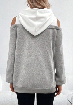 SHEIN BLUZA Z KAPTUREM CIĄŻOWA SZARA CASUAL 38 ŁŁC