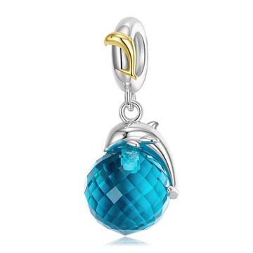 CHARMS ZAWIESZKA DELFIN DELFINEK KRYSZTAŁ TURKUS