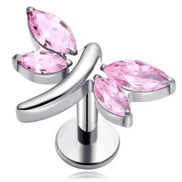 KOLCZYK LABRET WAŻKA SREBRNY UCHO HELIX CYRKONIE TYTANOWY 1,2/6