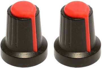 Gałka Potencjometru oś 6mm Czerwony 15x17mm 2szt