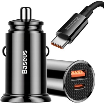 Ładowarka samochodowa 30W BASEUS USB USB-C + kabel 2m do Samsung Galaxy S24