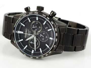 Zegarek Męski Seiko Chronograph SSB415P1 - Czarny z szafirowym szkłem