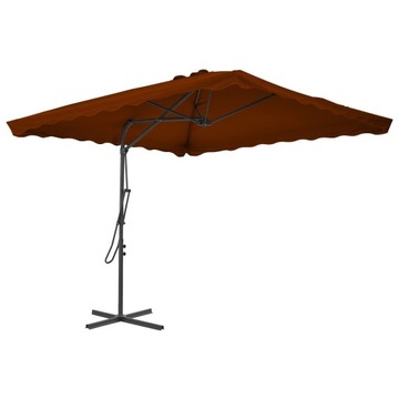 PARASOL OGRODOWY NA STALOWYM SŁUPKU, TERAKOTA, 250