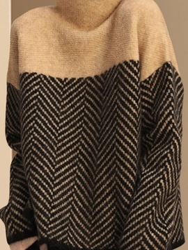 utrzymać ciepło Retro pół-golf jesień zima nowy luźny sweter moda biurowa