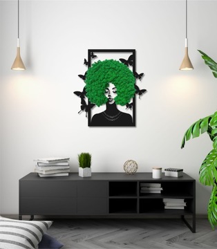 Украшение ЖЕНЩИНА с мхом 70см афро волосы из мха хроботка живой образ