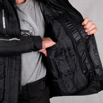 HUSAR ADVENTURE трехслойная текстильная туристическая мотоциклетная куртка черного цвета