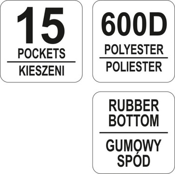 СУМКА ДЛЯ ИНСТРУМЕНТОВ 16 С РЕЗИНОВЫМ ДНОМ 15 КАРМАНОВ