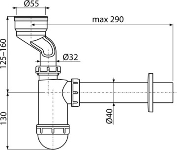 Сифон для писсуара с манжетой A45A Alcaplast