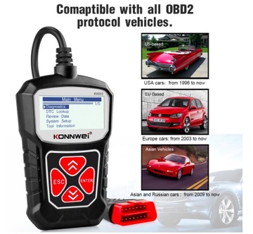 Komputer DIAGNOSTYCZNY Skaner Do Auta OBD 2 II, WSZYSTKIE FUNKCJE !