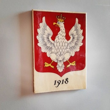 Герб Польши, эмблема орла 1918 г. 1919 г. МАГНИТ А7 дерево