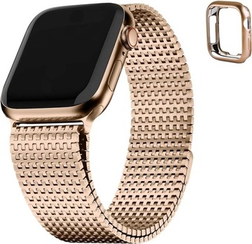 Pasek magnetyczny do Apple Watch 38/40/41 mm stal Rose Gold + etui