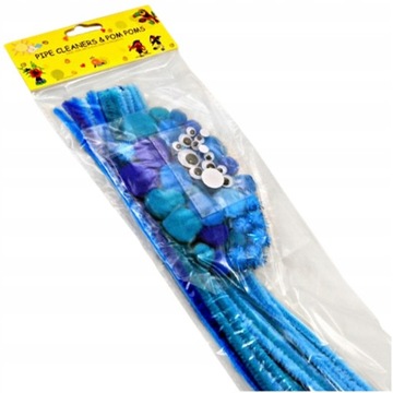 КРЕАТИВНЫЙ НАБОР ИЗ ПРОВОЛОКИ ГЛАЗ, СИНИЕ ПОМПОНЫ