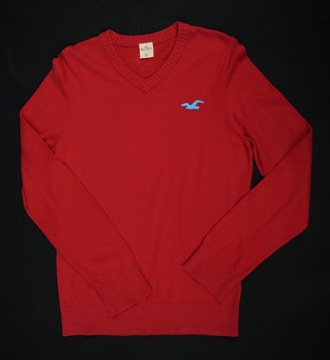 HOLLISTER SUPER FIRMOWY CZERWONY SWETER- XL