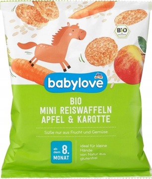 BABYLOVE BIO MINI WAFELKI RYŻOWE MARCHEW JABŁKO 8m