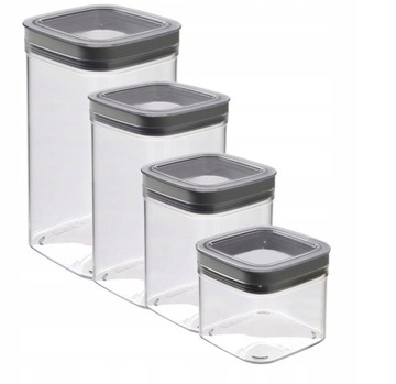 ZESTAW 4 POJEMNIKI NA ŻYWNOŚĆ ARTYKUŁY SYPKIE RYŻ MAKARON DRY CUBE