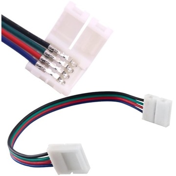 ZŁĄCZKA DO TAŚM LED RGB 10mm 4 PIN 15cm DWUSTRONNA