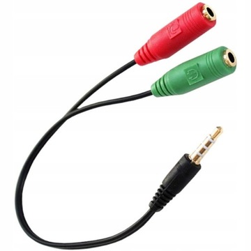 Kabel Adapter 2x Mini Jack 4-pin 3.5mm 2w1 20cm kolor