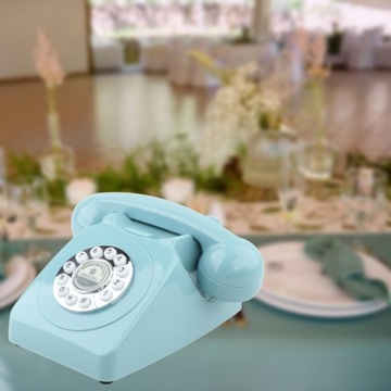 Guestbook Phone Push Button Rotary Dial Old Fashioned Desk Telephone Blue