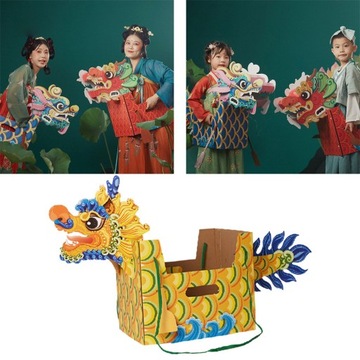 Китайский бумажный дракон Китайский Новый год Лодка-дракон новая, желтая