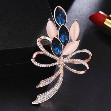 Broszka z kokardką Rhinestone Flower Broszki dla kobiet