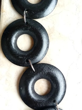 Длинные деревянные классические серьги с черными бусинами, комплект обручей в стиле бохо