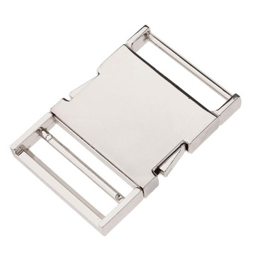 Wytrzymała torba metalowa, parciana, klamra do paska, zapięcie, średnica wewnętrzna 38 mm, srebrna